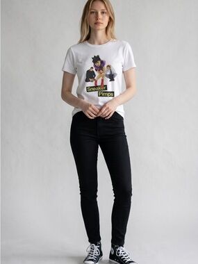 Sneaker Pimps Graphic Baby Tee White Y2K  Band T Shirt Fitted Top